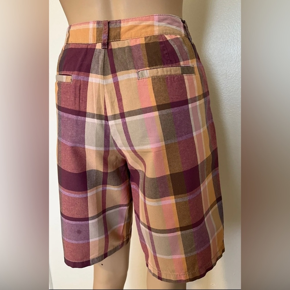 Merona-90's/Y2K Vintage, Womens, Orange, Plaid, Golf, Bermuda Shorts. Size-4 - Picture 5 of 9